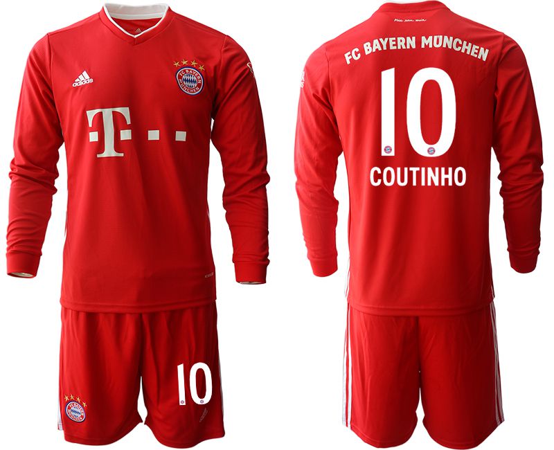 Men 2020-2021 club Bayern Munich home long sleeves #10 red Soccer Jerseys